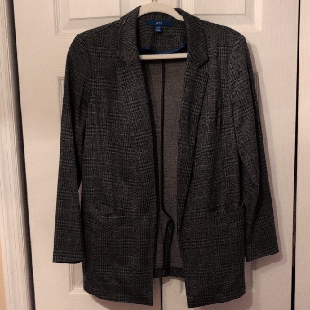 Apt. 9 Women's Charcoal Checkered Blazer